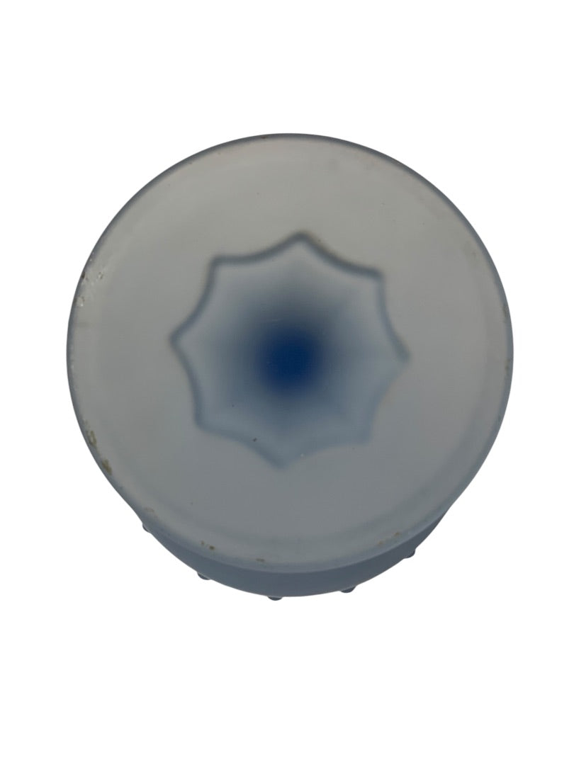 Indiana Glass Frosted Blue Satin Footed Pedestal Dish 7 Inch Vintage
