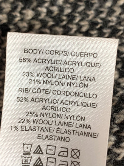 Large Lucky Brand Womens Wool Blend Sweater Buffalo Plaid Gray Black