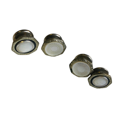 Vintage Snap Cufflinks Contrast Snap Link Silvertone Ornate 13mm