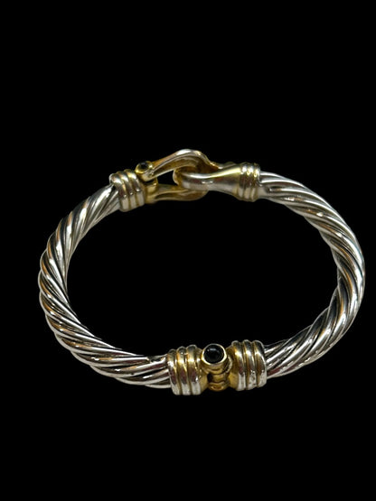 Silvertone and Goldtone Bangle Bracelet Foldover Magnetic Clasp 2.5 Inch Inside Diameter