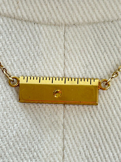 Vintage Leavens Ruler 15 inch Necklace Pendant Peridot Teacher Carpenter