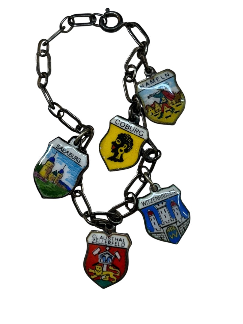 German Silver 800 Rev Fritz Vintage Charm Bracelet Souvenir 6 Inch