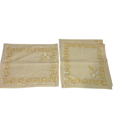 Vintage Set of 5 Embroidered Intricate Cloth Napkins 11 x 13 Inches