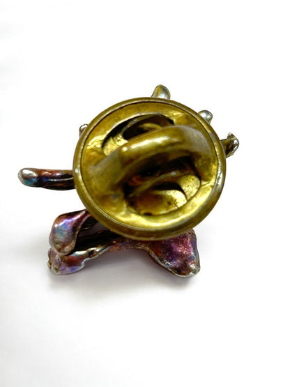 Vintage Brushed Goldtone Spider Lapel Pin Small 5/8"