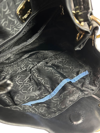 Simply Vera Black Vegan Leather Handbag Hobo Style Goldtone Hardware