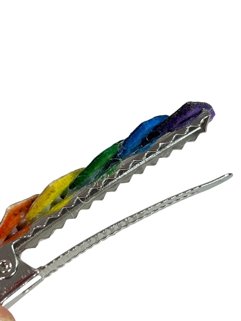 Claires New Rainbow Heart Sparkly Set of 2 Hair Clips 3 Inch
