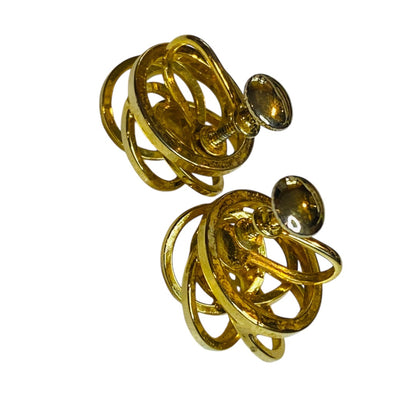 Vintage Goldtone Screwback Non-Pierced Earrings Interlocking Circles .6" Diameter