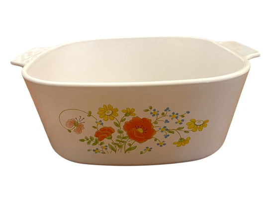 Corning Ware Wildflower Casserole Dish No Lid Vintage Handles