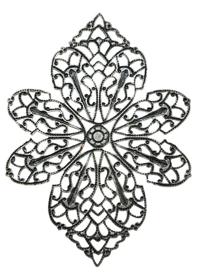 Delicate Silvertone Filigree Pendant 2.25 x 1.75 Inch Flower