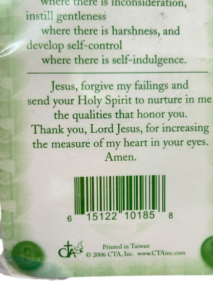 Religious Pin on Prayer Card Heart Cross God Measures Heart Goldtone