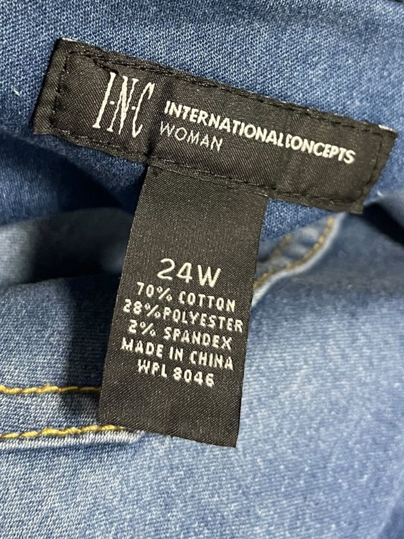 Size 24W INC Long Sleeve Button Down Denim Womens Shirt Jean Shacket
