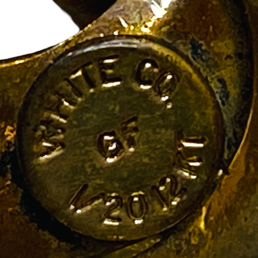 Vintage White Co Signed Gold Filled Brooch 1.75 Inch Bow Swirl Aqua