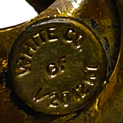 Vintage White Co Signed Gold Filled Brooch 1.75 Inch Bow Swirl Aqua