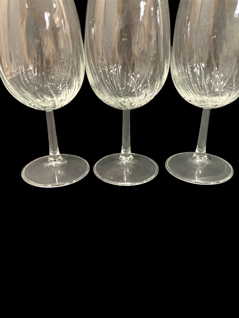 Set of 3 Royal Leerdam Radiance Water Goblets 6.6" Curved Netherland 8 oz