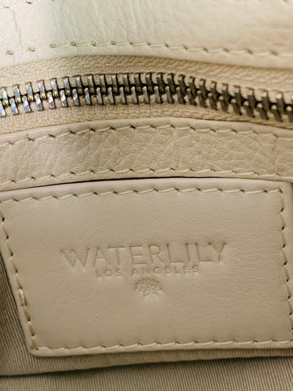 Waterlily Woven Leather Tote Bag Cream Satchel Purse Crossbody Strap Los Angeles