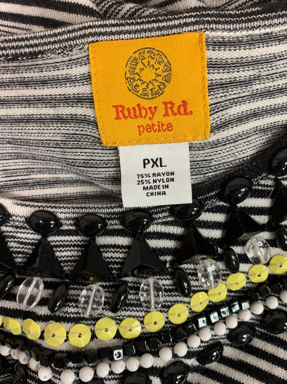 XL Petite Ruby Rd Womens Short Sleeve Sweater Embellished Neckline