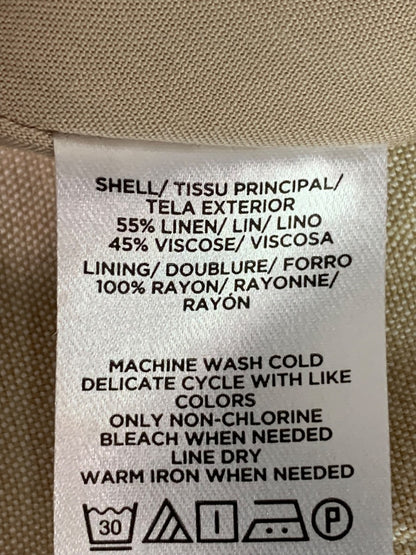 Size 4P Loft Petites Linen Blend Skirt Lined Tan Side Zip