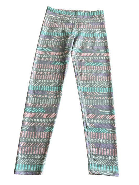 Large 14/16 Eddie Bauer Patterned Girls Stretch Pants Gray Blue Pink