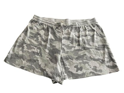 3X June & Delancey Elastic Waist Drawstring Shorts Gray Camoflauge Womens