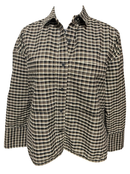 XXS Everlane Button Up Shirt Womens Oversize Collared Plaid Cotton Shirt