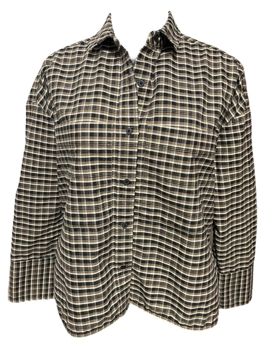 XXS Everlane Button Up Shirt Womens Oversize Collared Plaid Cotton Shirt