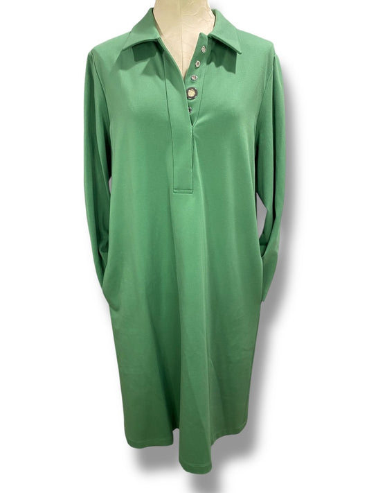 Large Lafayette 148 New Jade Ponte Knit Collared Dress Pockets