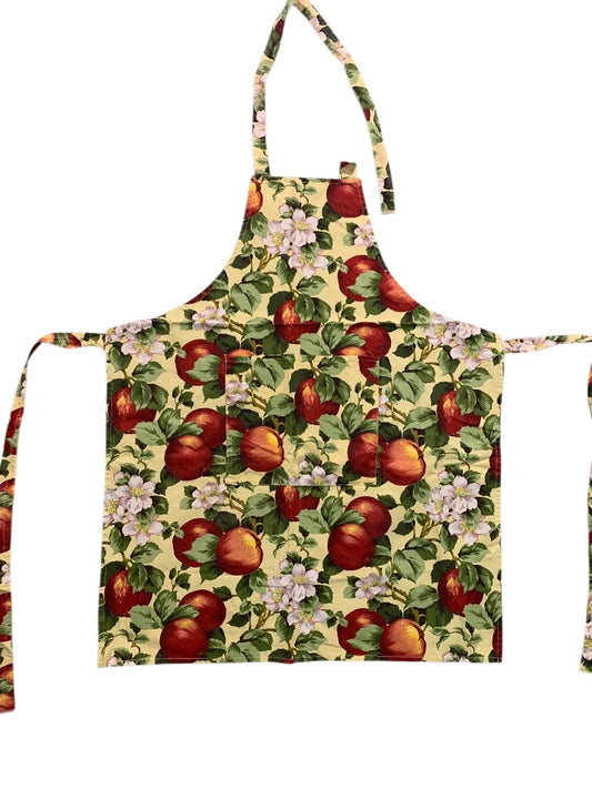Vintage Bib Apron Handmade Pocket Apple Pattern