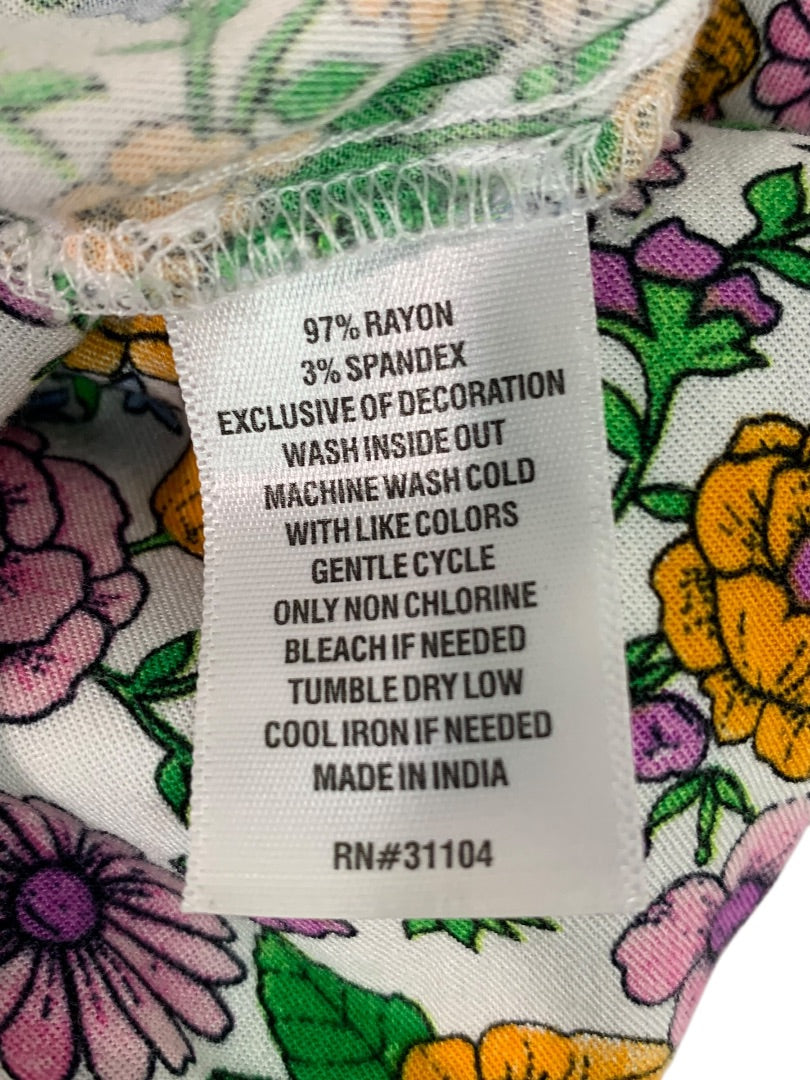 Large Crown & Ivy Long Sleeve Boho Shift Dress Floral Print Soft