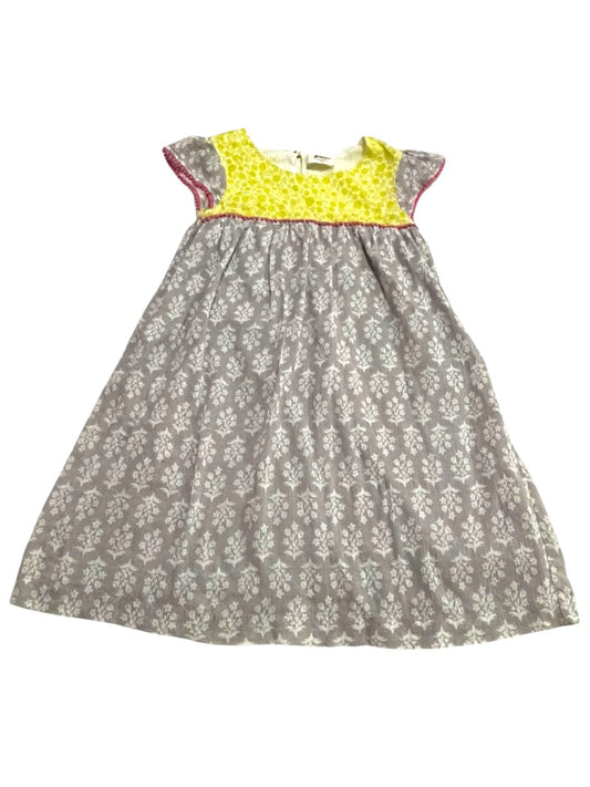 7-8 Years Mini Boden Capsleeve Girls Lined Floral Cotton Dress Gray