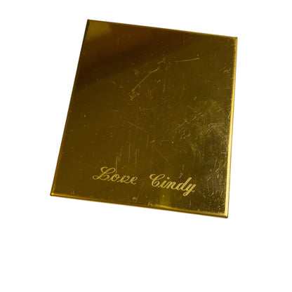 Vintage Monogrammed and Inscribed Goldtone Compact Mirror "NBH" "Love Cindy"