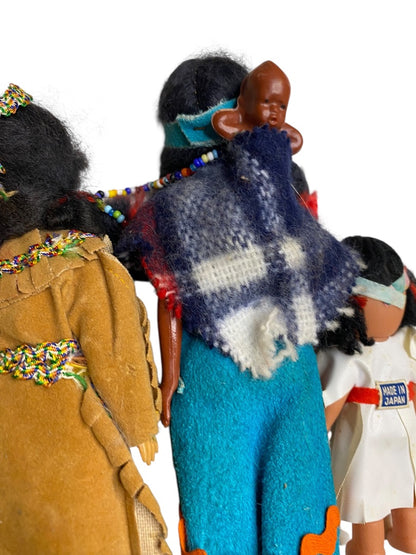 Lot of 5 Native American Vintage Dolls Sleep Wake Eyes Papoose