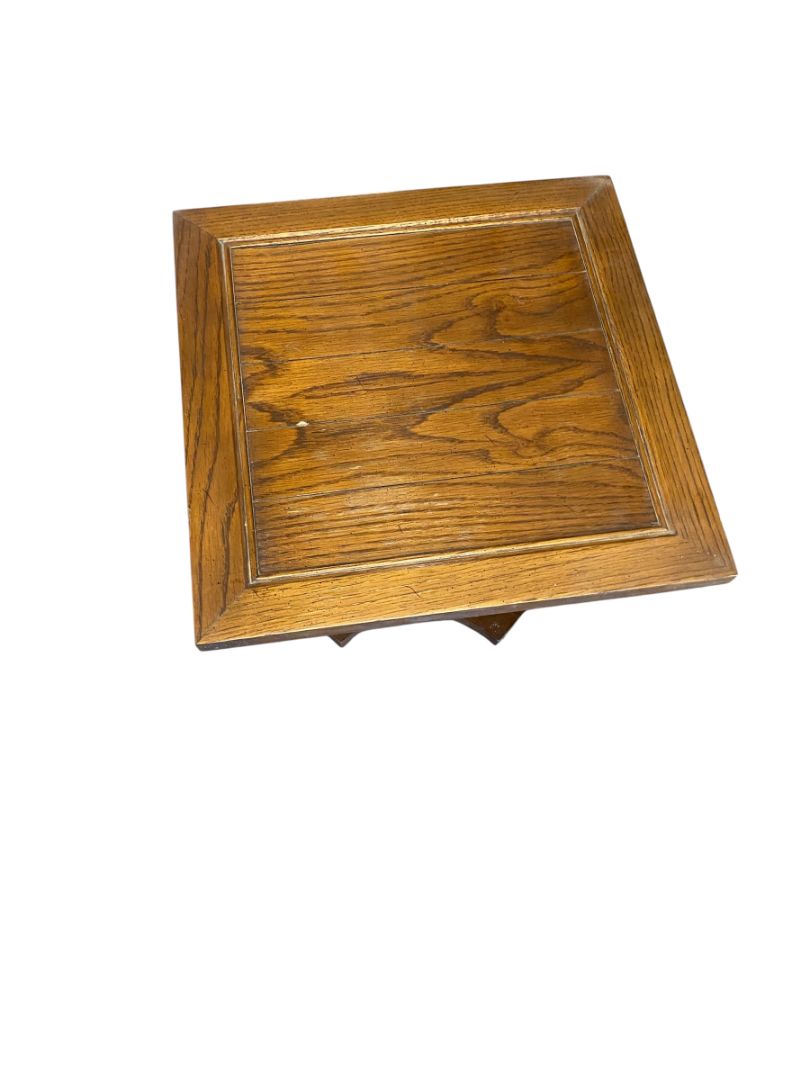 Set of 2 Wood Pedestal Side Table End Table 19" Square x 15"h