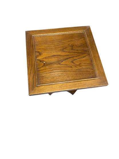 Set of 2 Wood Pedestal Side Table End Table 19" Square x 15"h