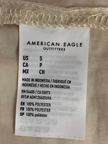 Small American Eagle Tan Shirt Spaghetti Strap Peplum Fitted Bodice