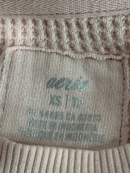 XS Aerie Womens Pink Oversize Thermal Sweatshirt Crewneck Pullover