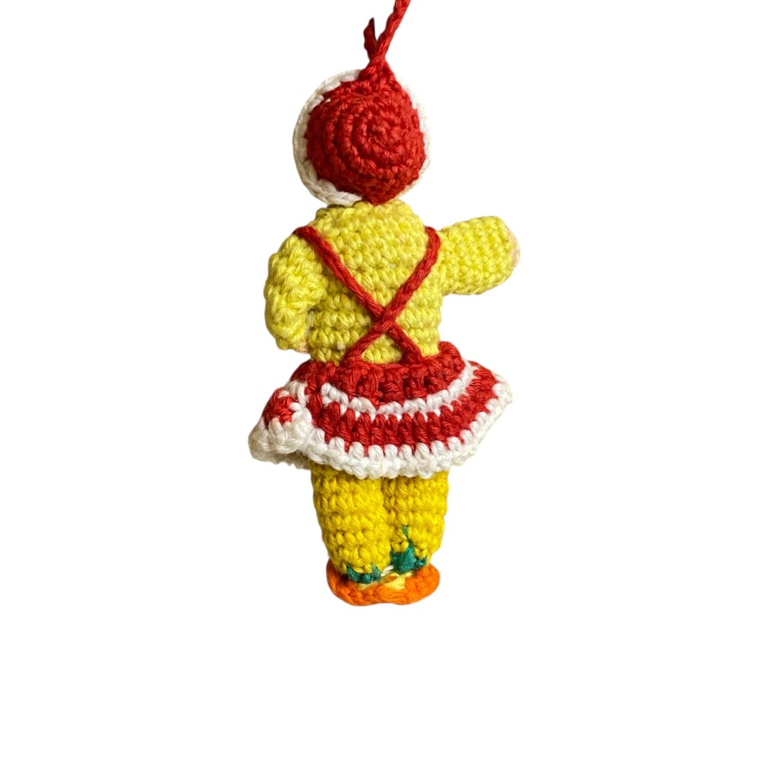 Vintage Amigurumi Japanese Crochet Doll 3" Silk Face Yellow