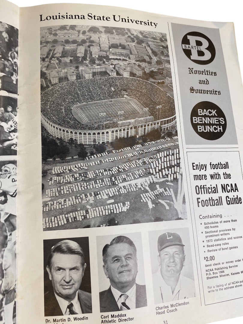 1973 LSU v Tulane Football Program Mike Miley Brad Davis Steve Foley Robiskie