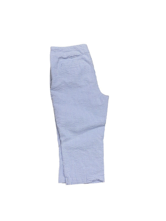 Size 16 Kim Rogers Womens Stretch Seersucker Capri Crop Pants Side Zip