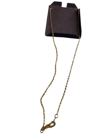 Goldtone Pendant Necklace Emerald Cut Purple Glass 17.5" Chain