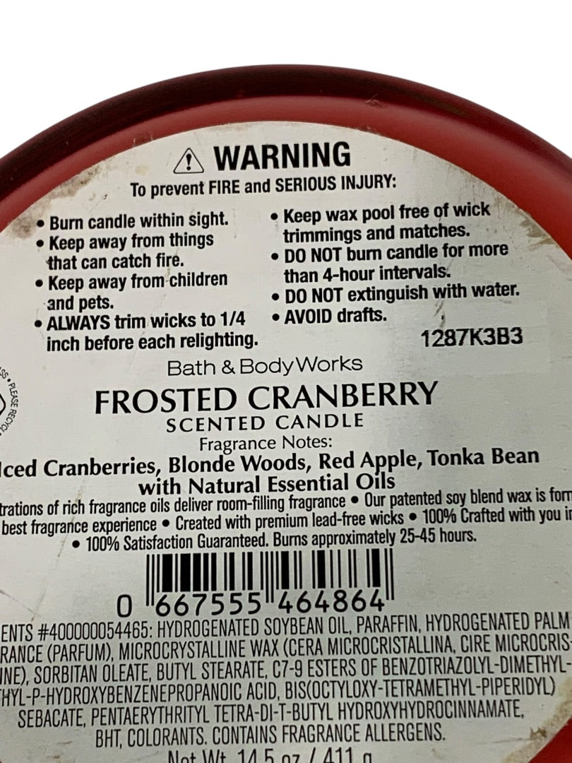 Bath & Body Works Jar Candle Frosted Cranberry 14.5 oz Scented Candle