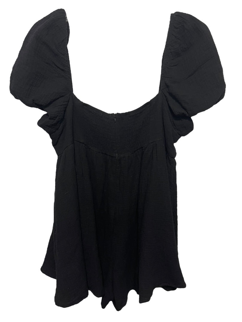 Size 12 Princess Polly 100% Cotton Lorna Romper Black New Off Shoulder