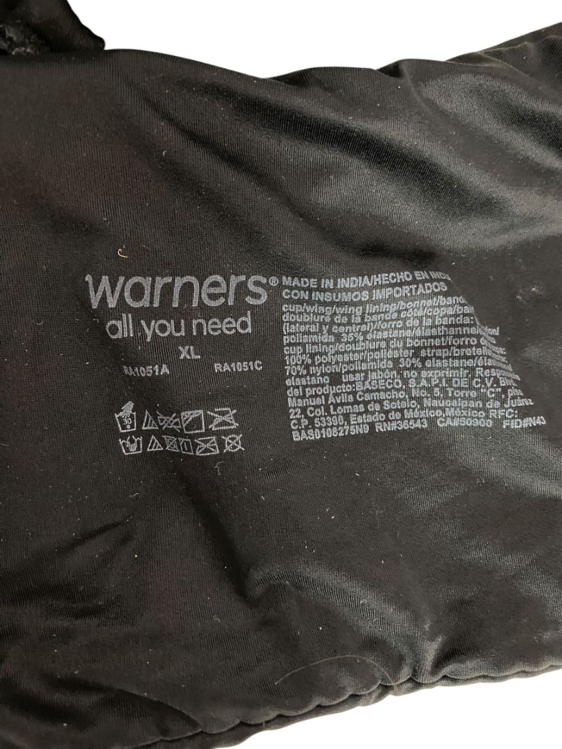 XL Warners Black Tshirt Bra All You Need Underwire Padded RA1051C Easy Size