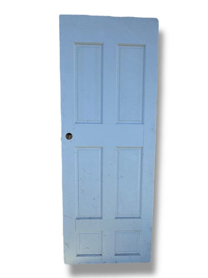 Vintage Interior Door 6 Panel Painted White 29.75" x 77.5"