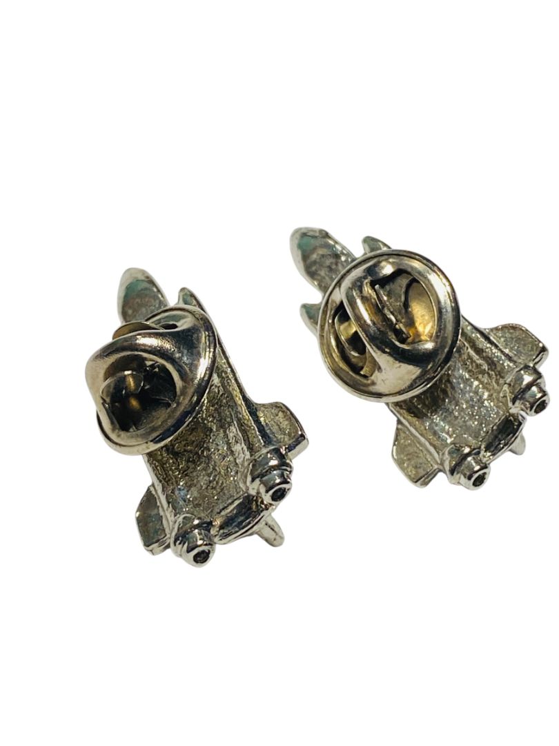 Pair of Vintage Space Shuttle Silvertone Lapel Pins Butterfly Back 1.25"
