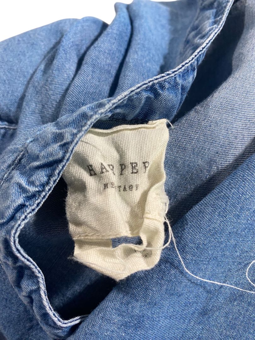 Small Harper Heritage Womens Soft Lightweight Denim Blouse Shirt Tie Front