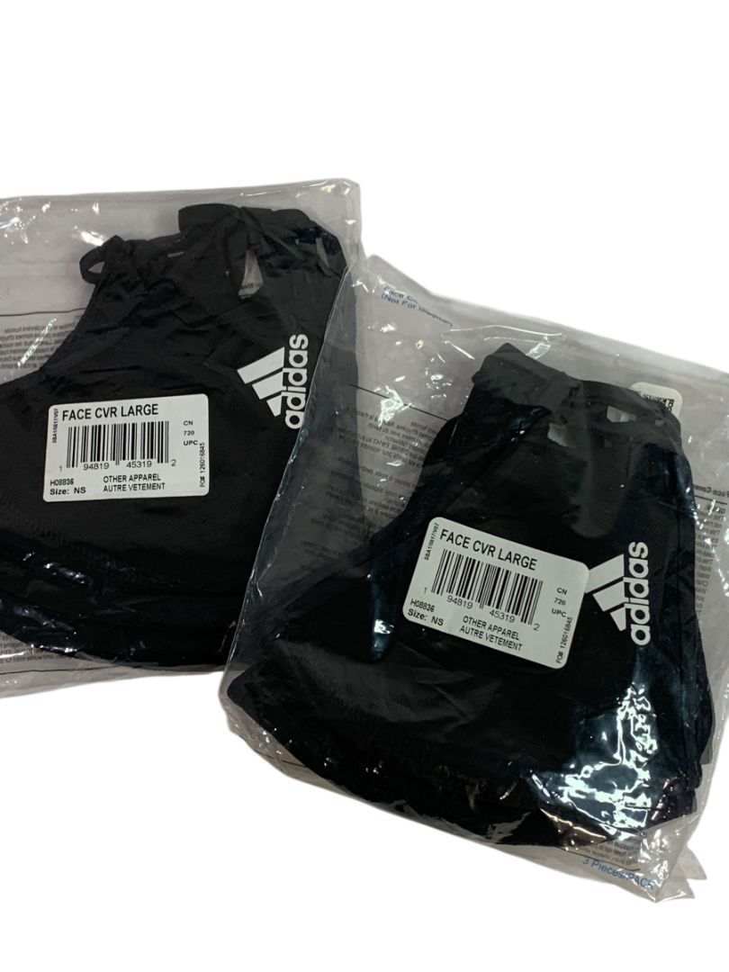 Pack of 4 New Adidas Face Covers Adult Black H08836 Washable