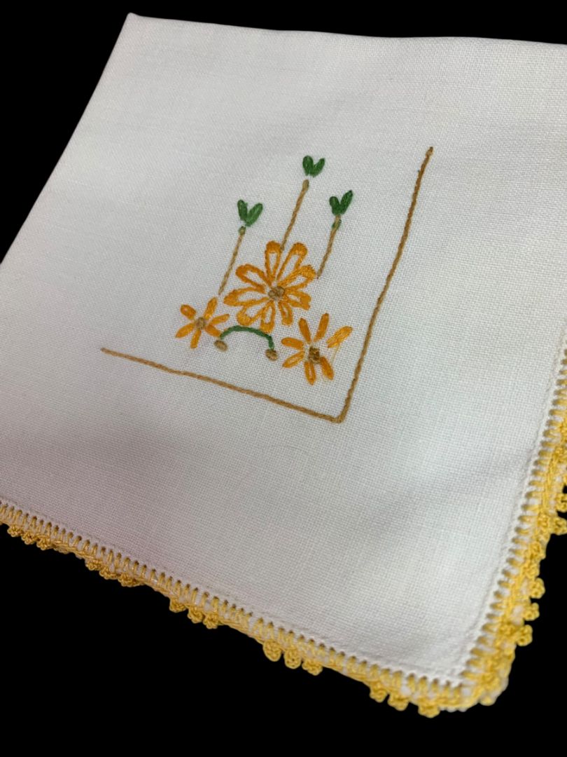 Lot of 5 Vintage Napkins Crossstitch Embroidery Sweet Raw Edge