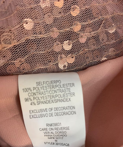 Size Medium XOXO Womens Pink Sequin Belted Blouse V-Neck