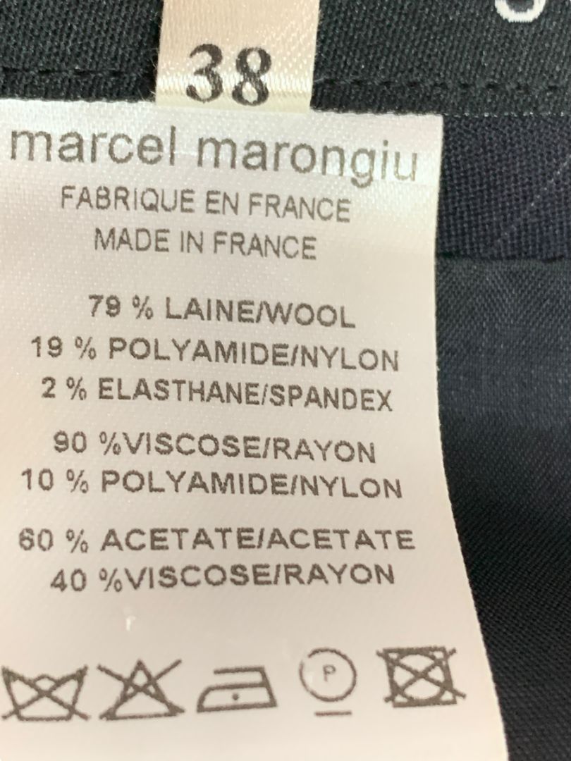 Size 38 Marcel Marongiu Skirt Suit Jacket Pinstripe Lace Trim France