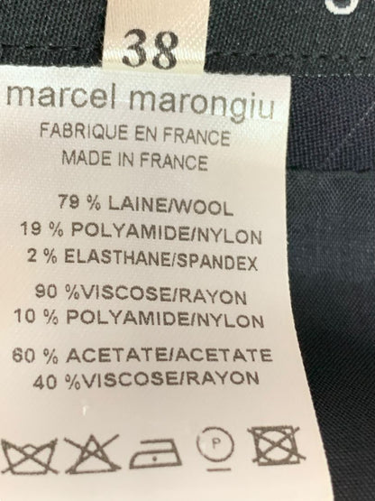 Size 38 Marcel Marongiu Skirt Suit Jacket Pinstripe Lace Trim France